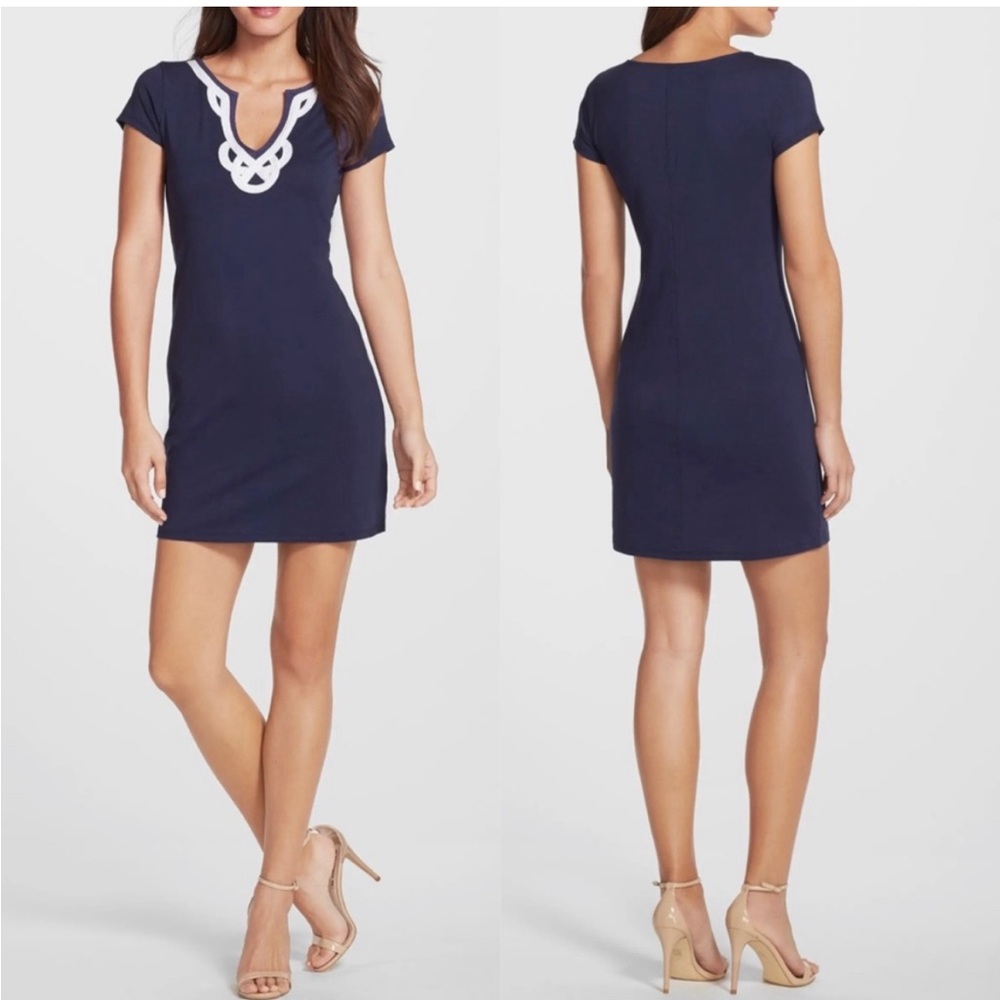 Lilly Pulitzer blue mini dress with white rope detail